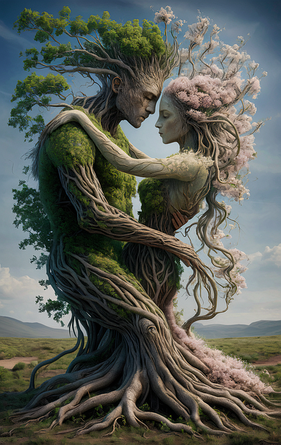 Download free HD stock image of Ai Generated Tree Free ai generated tree couple illustration