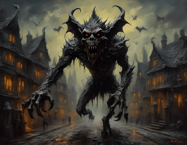 Free ai generated gargoyle horror illustration