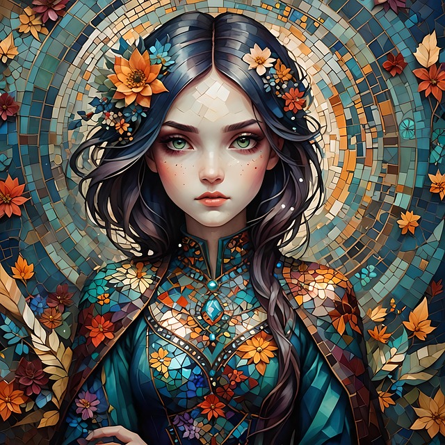 Free ai generated woman patchwork illustration