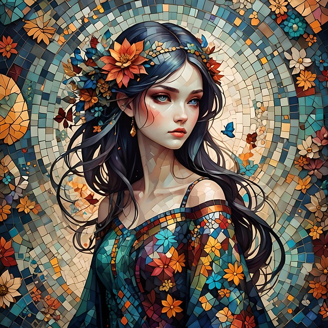Free ai generated woman patchwork illustration