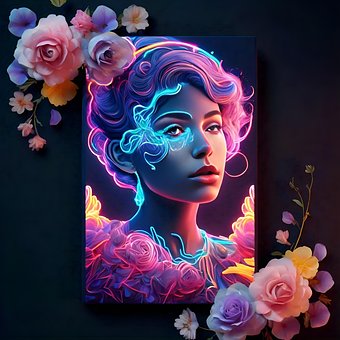 Por Supuesto, Mujer, Flor, Neón, Efecto