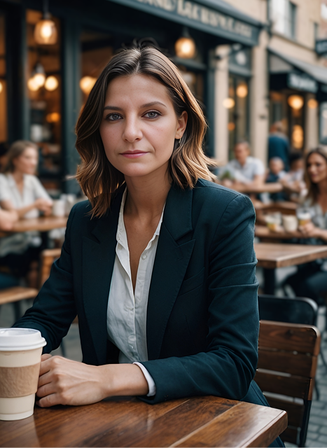 Frau, Straßencafe, Cafe, Gastronomie