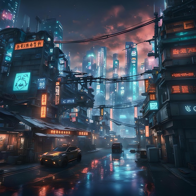 Free cyberpunk tokyo japan illustration