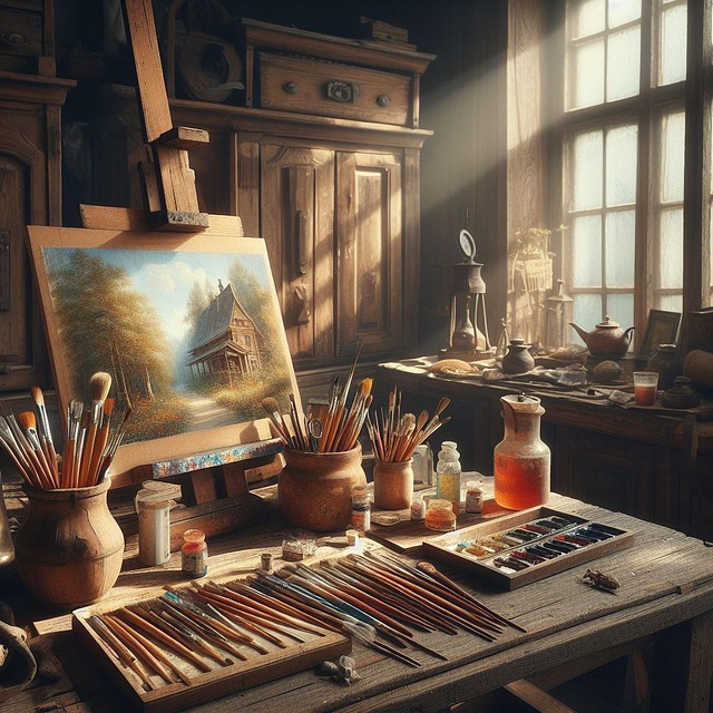 Free atelier to paint easel illustration