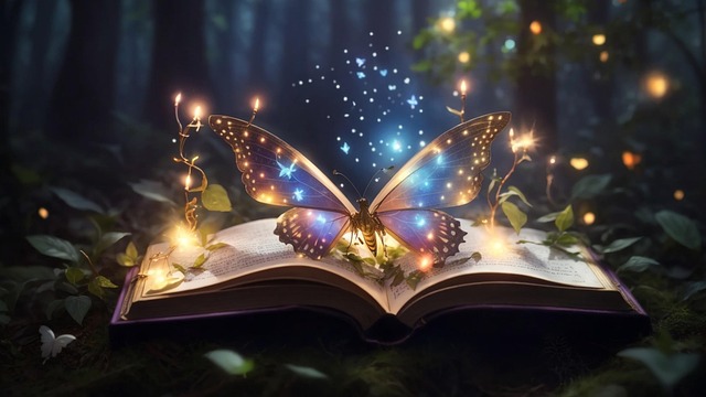Free ai generated book butterfly illustration