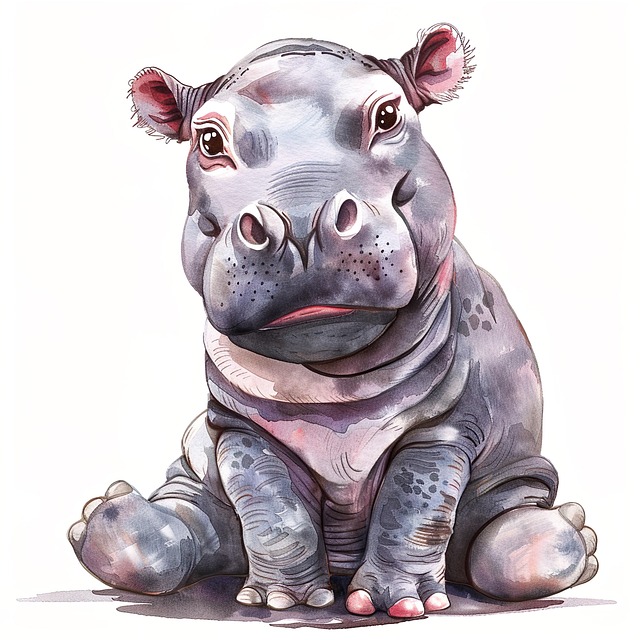Free baby hippo hippo hippopotamus illustration