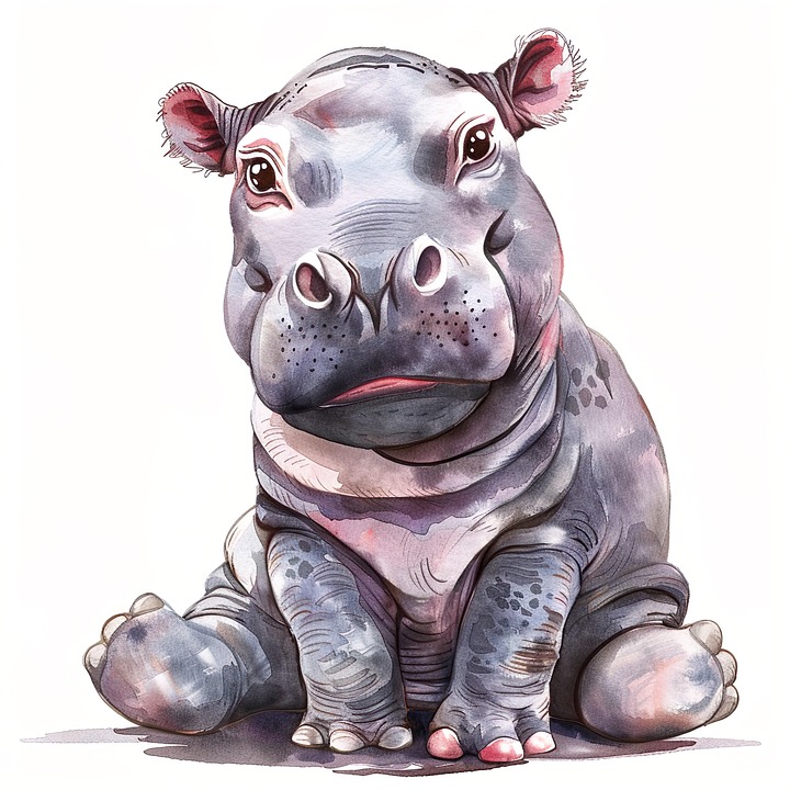『激安!』【新作F6】 ミニカバの赤ちゃん油絵 金泰鮮画 動物 激安!』【新作F6】 ミニカバの赤ちゃん油絵 金泰鮮画 動物