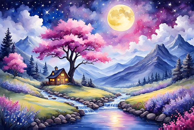 download-pastel-watercolor-moonlight-royalty-free-stock-illustration