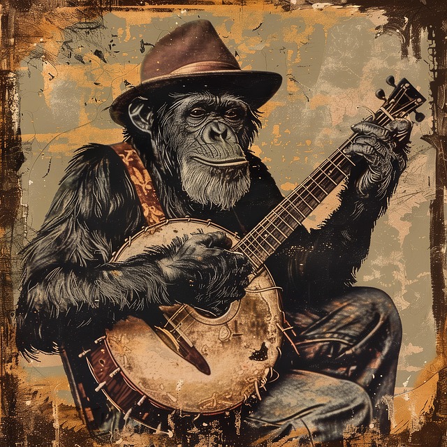 Free guitar musical instrument animal illustration