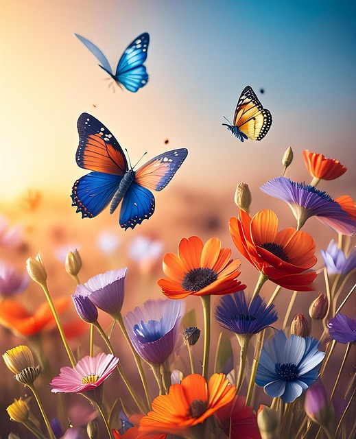 Mariposas, Flores, Vistoso, Vibrante