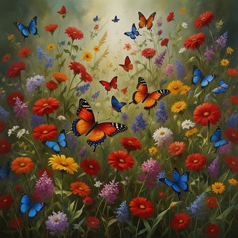 Paisaje, Abejas, Flores, Vistoso