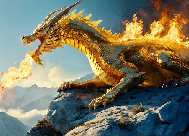 Free ai generated dragon golden illustration