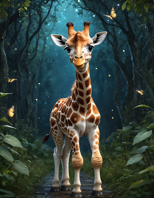 Free ai generated giraffe jungle illustration