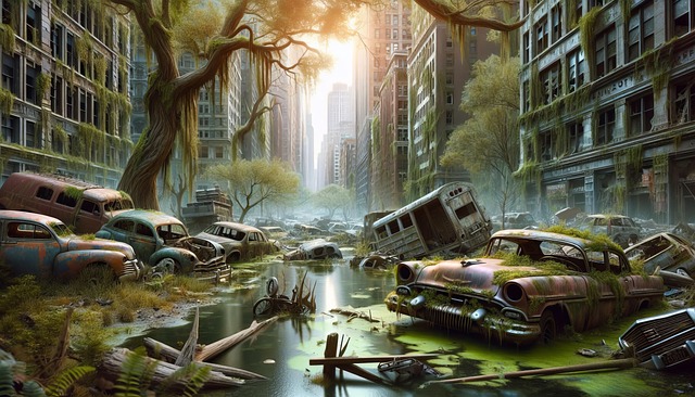 Free ai generated city apocalypse illustration