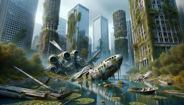 Free ai generated city apocalypse illustration