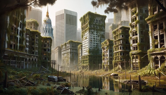 Free ai generated city apocalypse illustration