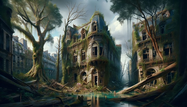 Free ai generated city apocalypse illustration