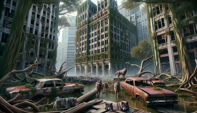 Free ai generated city apocalypse illustration