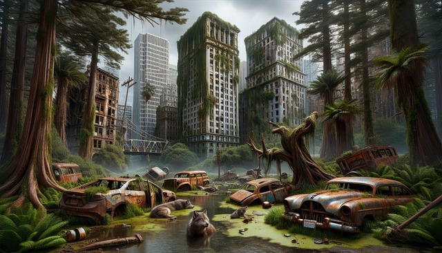 Free ai generated city apocalypse illustration