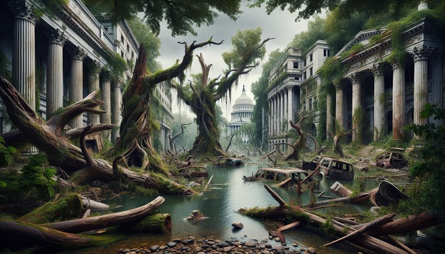 Free ai generated city apocalypse illustration