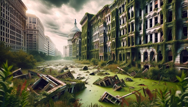 Free ai generated city apocalypse illustration