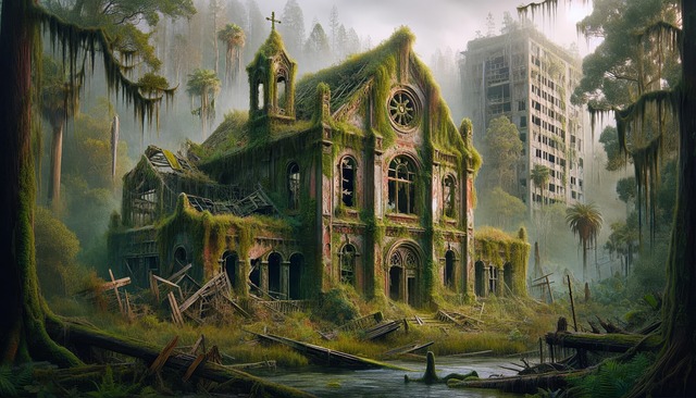 Free ai generated city apocalypse illustration