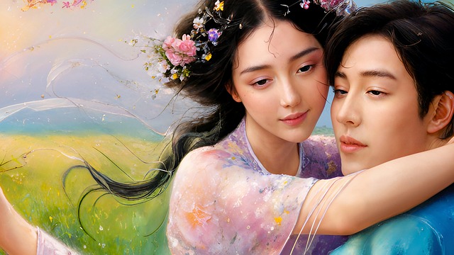 Free ai generated asian couple illustration