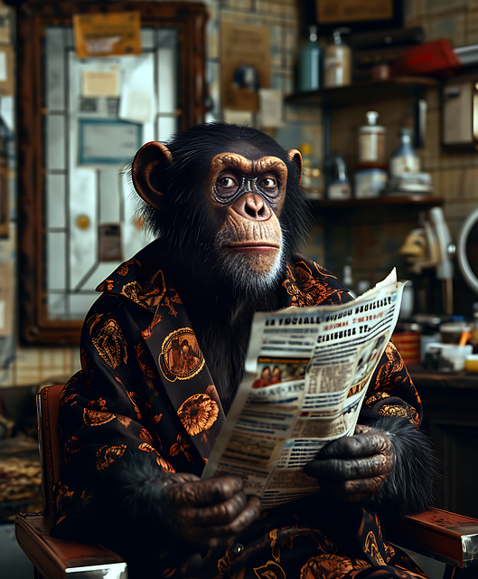 Free ai generated monkey newspaper illustration