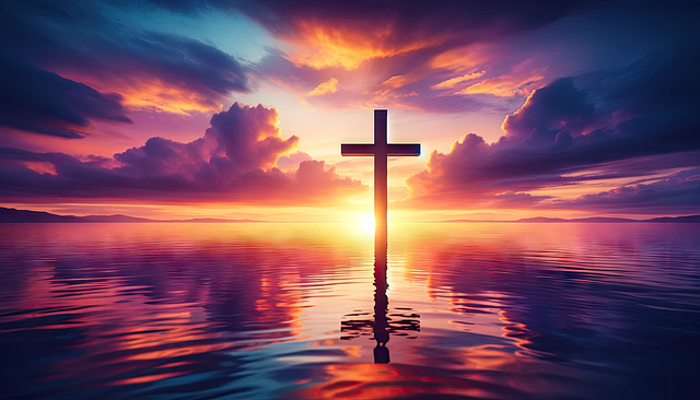 Free cross sea sky illustration