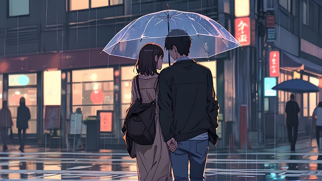 Download free HD stock image of Ai Generated Couple Free ai generated couple rain illustration