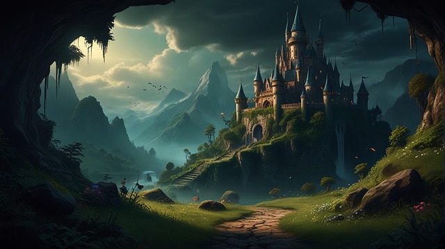 Download free HD stock image of Ai Generated Castle Free ai generated castle mountain illustration