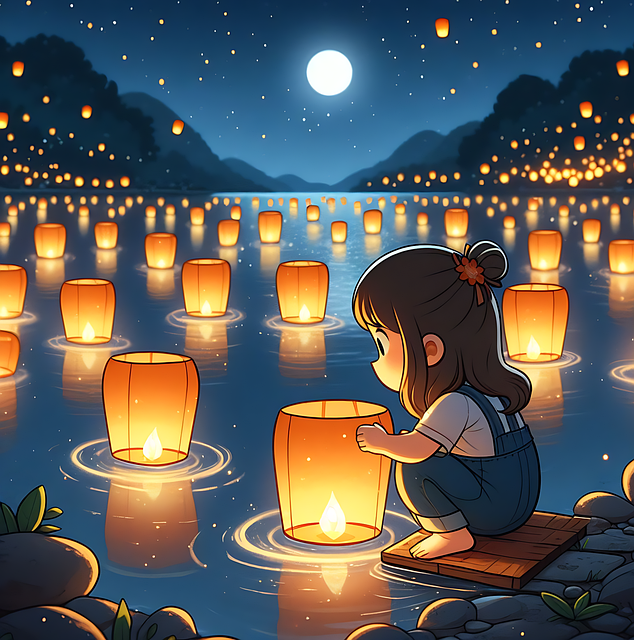 Free floating lantern ceremony hinduism illustration
