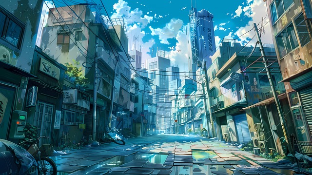 Free anime street urban illustration