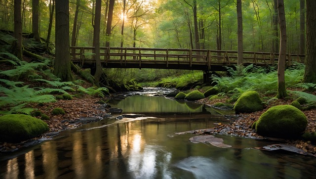 Download free HD stock image of Ai Generated Forest Free ai generated forest river illustration