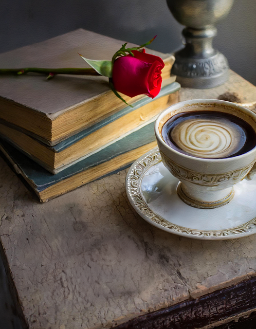 Free rose books coffee illustration