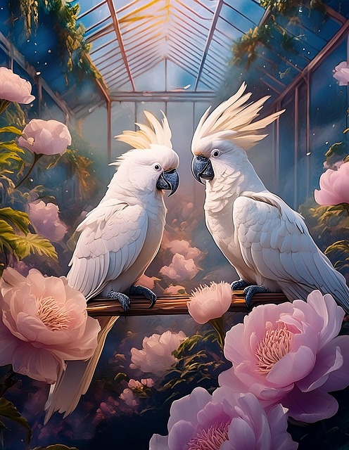 Download free HD stock image of Ai Generated Cockatoos Free ai generated cockatoos parrots illustration