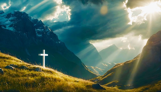 Free sun clouds mountain illustration