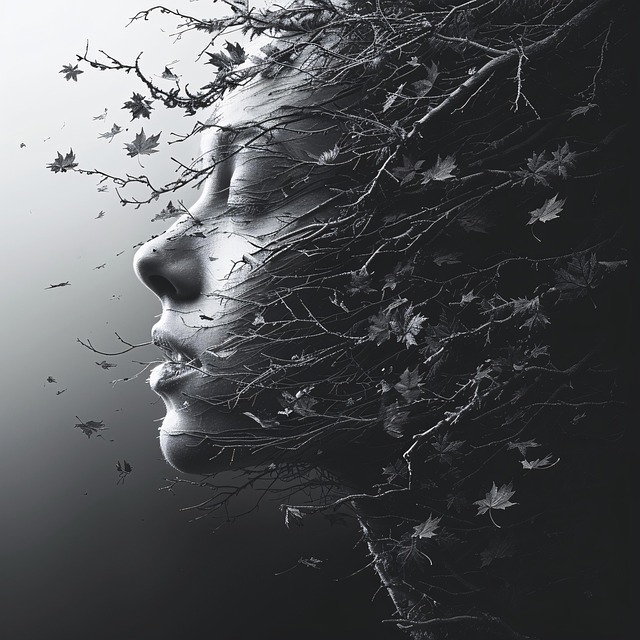 Free silhouette human face tree illustration