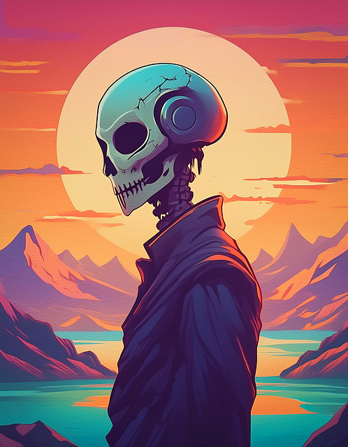 Free skull digital artwork illustration