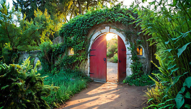 Free wall pathway overgrown illustration