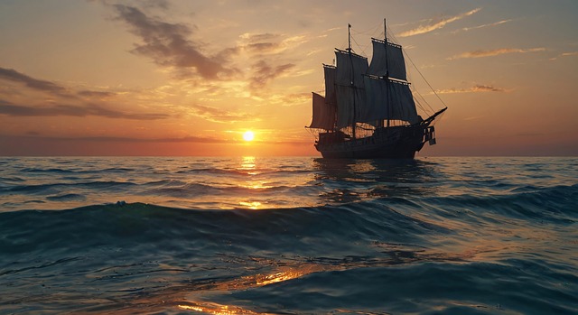 Free ocean sunset times illustration