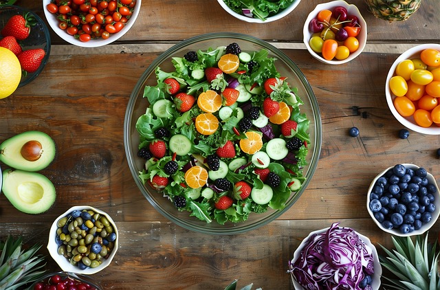 Free ai generated salad fruit illustration