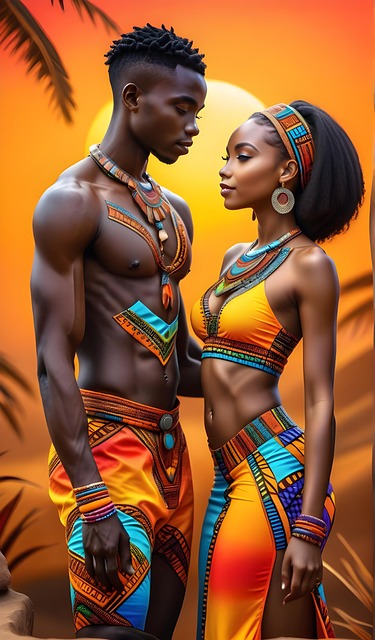 Free african love couple illustration