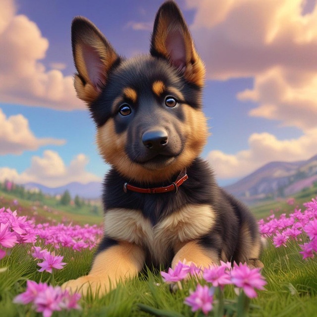 Free ai generated puppy german shepherd dog illustration