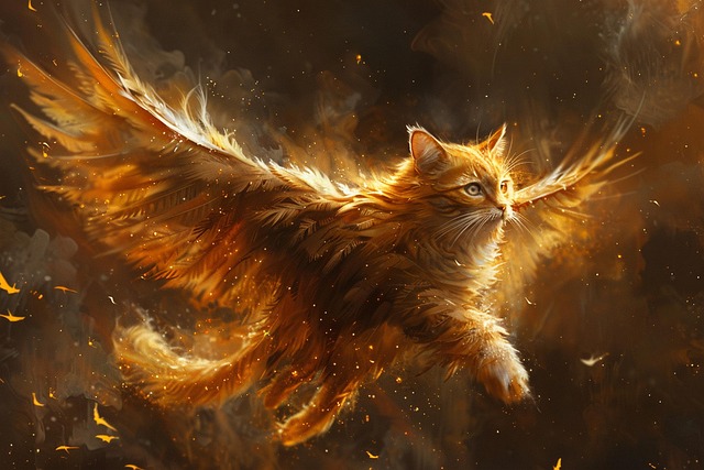 Free cat flying marmalade cat illustration