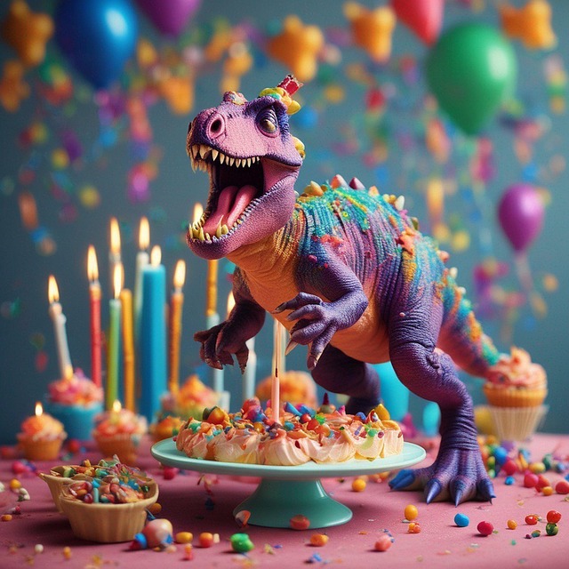 Free dinosaur colorful happy birthday illustration