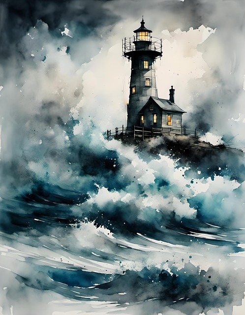 Free lighthouse sea tower illustration