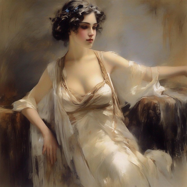 Mulher, Retrato, Pintura, Sépia