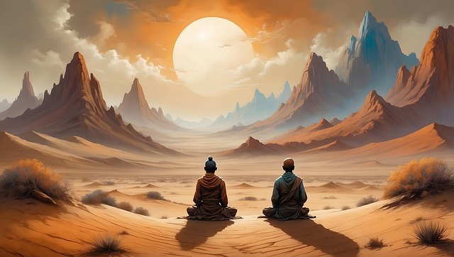 Free ai generated men monks illustration