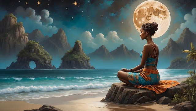 Free ai generated woman beach illustration